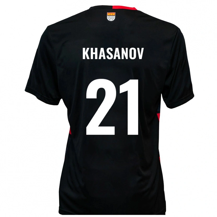 Danxen Bambino Maglia Denys Khasanov #21 Nero Rosso Kit Gara Home 2025/26 Maglietta