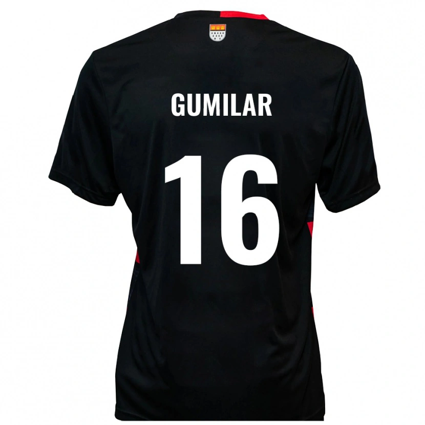 Danxen Bambino Maglia Jonas Gumilar #16 Nero Rosso Kit Gara Home 2025/26 Maglietta