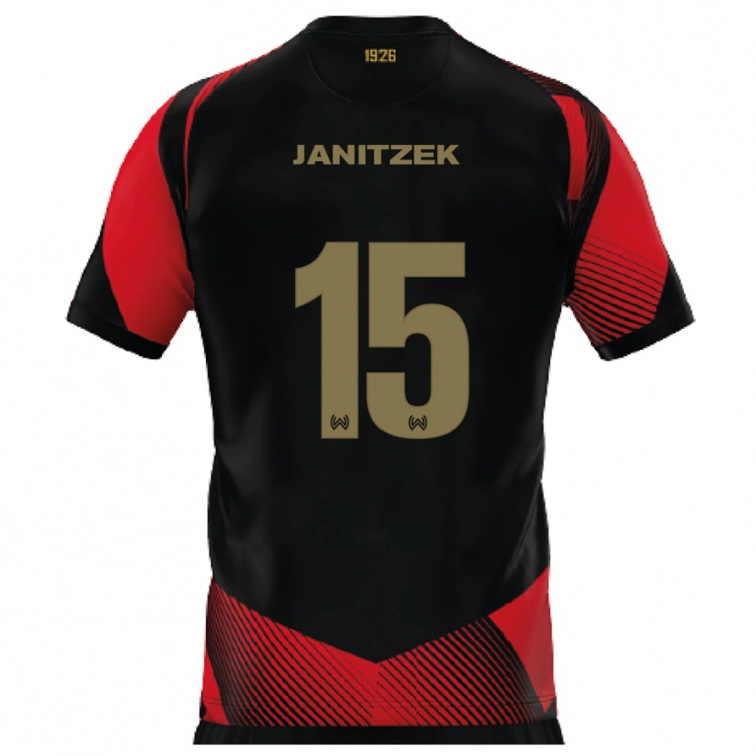 Danxen Bambino Maglia Justin Janitzek #15 Nero Rosso Kit Gara Home 2025/26 Maglietta