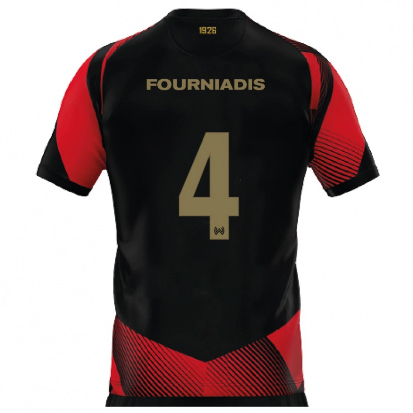 Danxen Bambino Maglia Linos Fourniadis #4 Nero Rosso Kit Gara Home 2025/26 Maglietta
