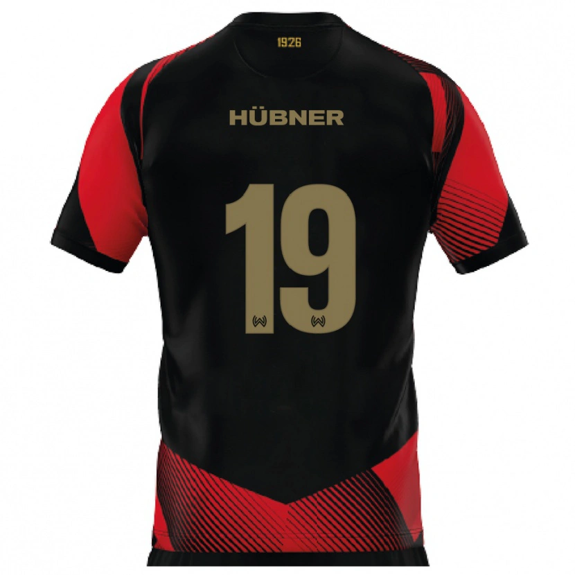 Danxen Bambino Maglia Florian Hübner #19 Nero Rosso Kit Gara Home 2025/26 Maglietta