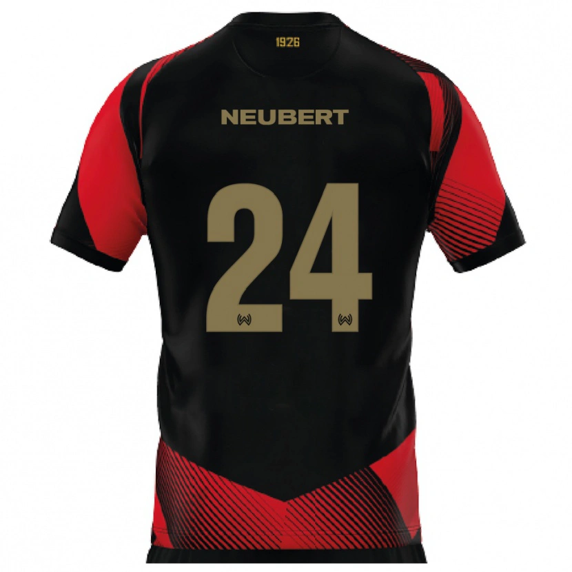 Danxen Bambino Maglia Tim Neubert #24 Nero Rosso Kit Gara Home 2025/26 Maglietta