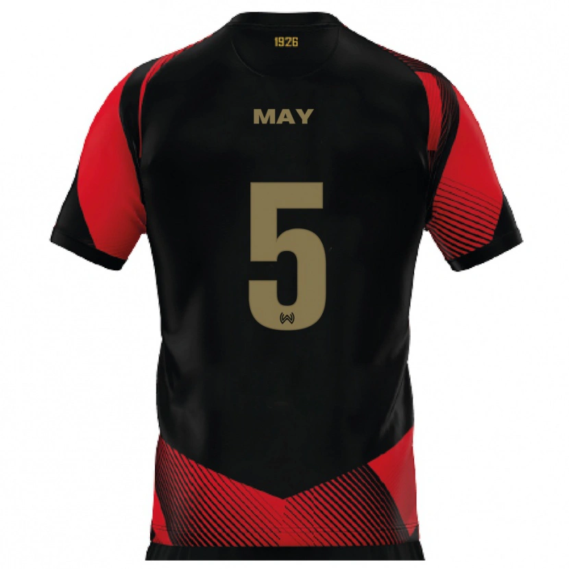 Danxen Bambino Maglia Niklas May #5 Nero Rosso Kit Gara Home 2025/26 Maglietta