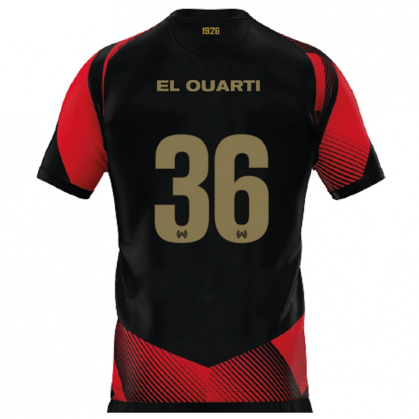 Danxen Bambino Maglia Nassim El Ouarti #36 Nero Rosso Kit Gara Home 2025/26 Maglietta