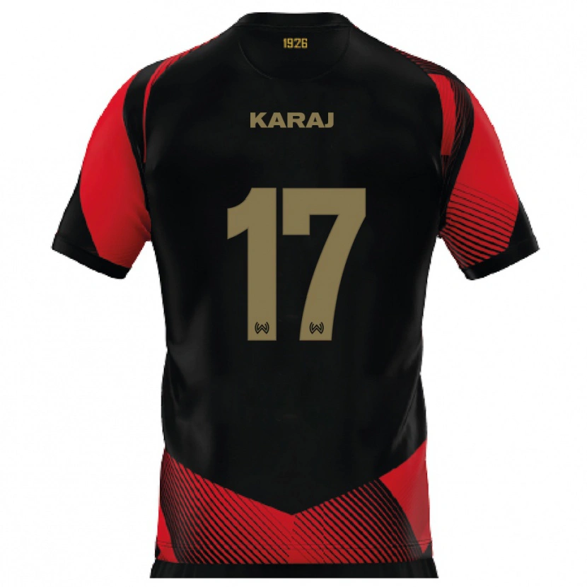 Danxen Bambino Maglia Eraldo Karaj #17 Nero Rosso Kit Gara Home 2025/26 Maglietta