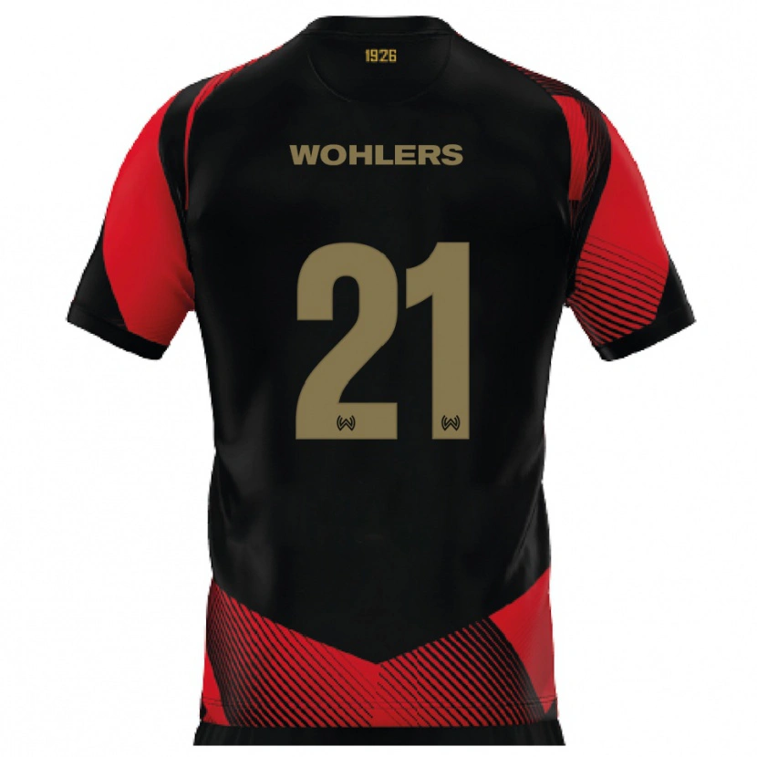 Danxen Bambino Maglia Ole Wohlers #21 Nero Rosso Kit Gara Home 2025/26 Maglietta