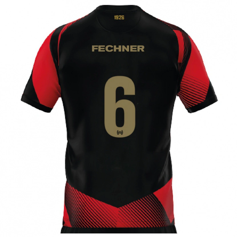 Danxen Bambino Maglia Gino Fechner #6 Nero Rosso Kit Gara Home 2025/26 Maglietta