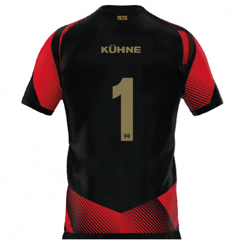Danxen Bambino Maglia Lars Kühne #1 Nero Rosso Kit Gara Home 2025/26 Maglietta