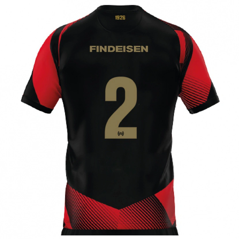 Danxen Bambino Maglia Edwin Findeisen #2 Nero Rosso Kit Gara Home 2025/26 Maglietta