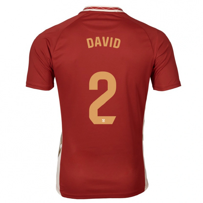 Danxen Bambino Maglia David Rodríguez #2 Bordeaux Oro Kit Gara Away 2025/26 Maglietta