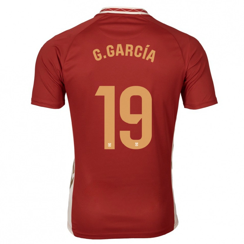 Danxen Bambino Maglia Giovani García #19 Bordeaux Oro Kit Gara Away 2025/26 Maglietta