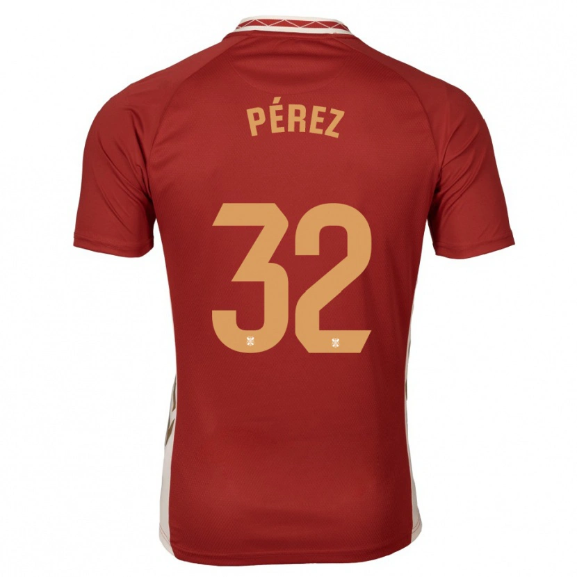 Danxen Bambino Maglia Joel Pérez #32 Bordeaux Oro Kit Gara Away 2025/26 Maglietta
