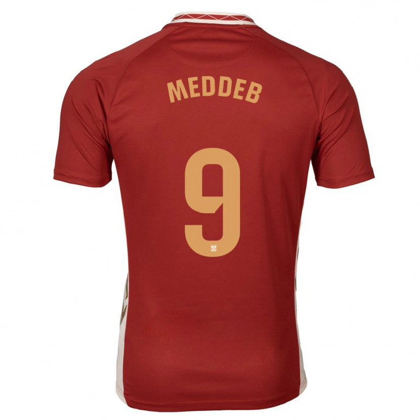 Danxen Bambino Maglia Walid Meddeb #9 Bordeaux Oro Kit Gara Away 2025/26 Maglietta