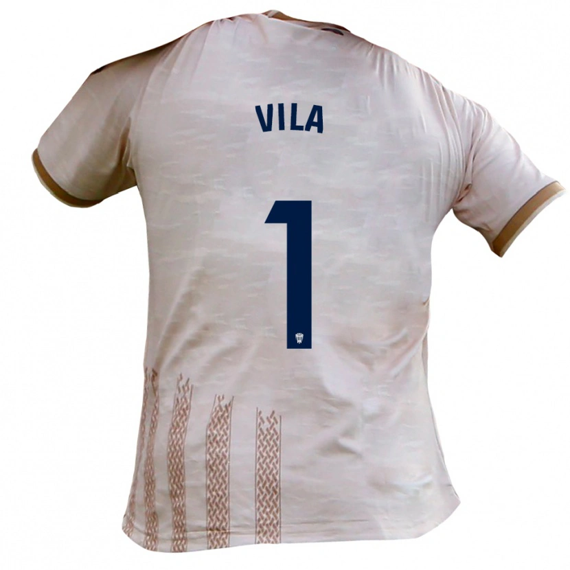 Danxen Bambino Maglia Ramón Vila #1 Bianco Sporco Marrone Kit Gara Away 2025/26 Maglietta