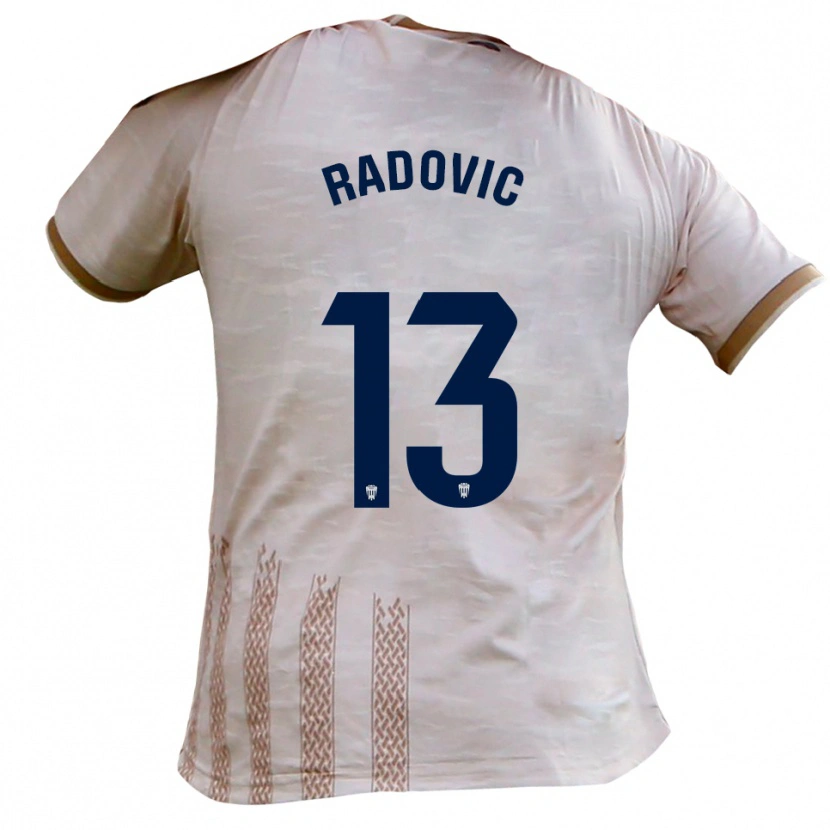Danxen Bambino Maglia Danilo Radovic #13 Bianco Sporco Marrone Kit Gara Away 2025/26 Maglietta