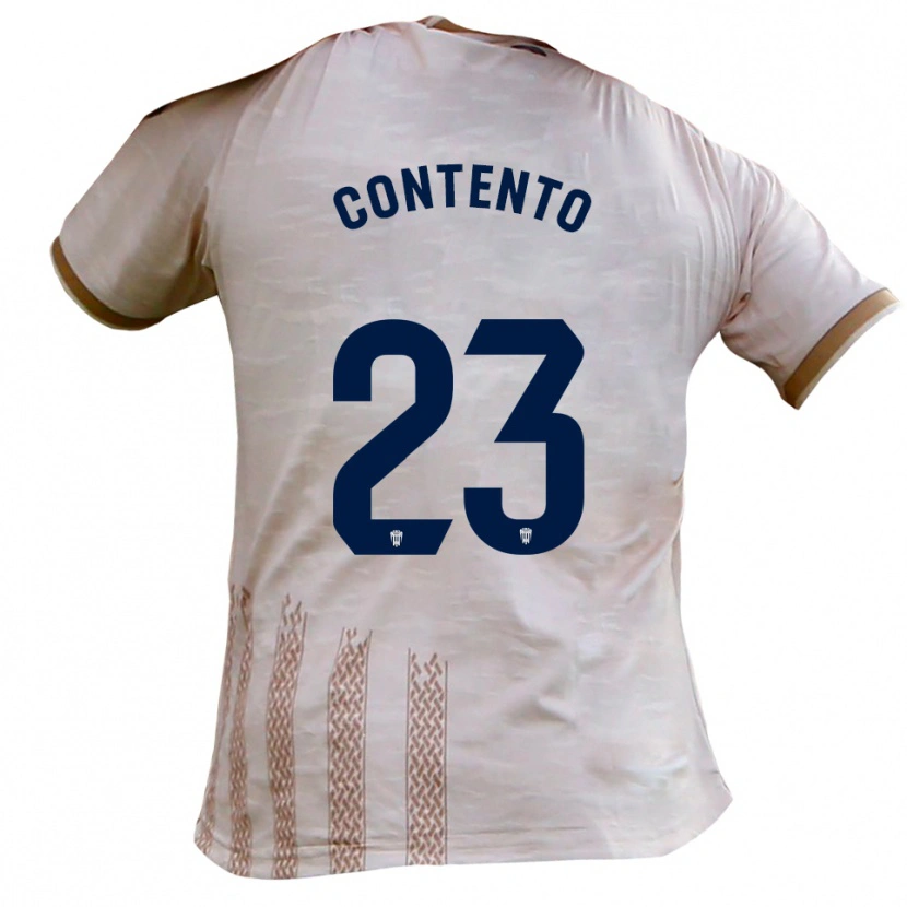 Danxen Bambino Maglia Mateo Contento #23 Bianco Sporco Marrone Kit Gara Away 2025/26 Maglietta