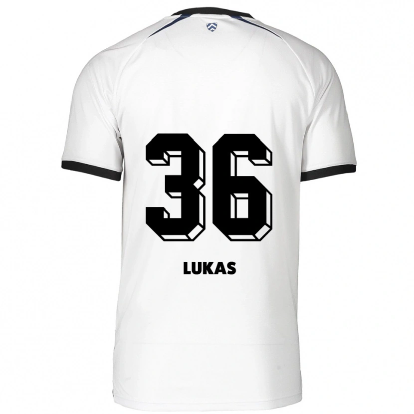 Danxen Bambino Maglia Justin Lukas #36 Bianco Nero Kit Gara Away 2025/26 Maglietta