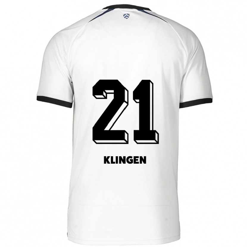 Danxen Bambino Maglia Emelie Klingen #21 Bianco Nero Kit Gara Away 2025/26 Maglietta