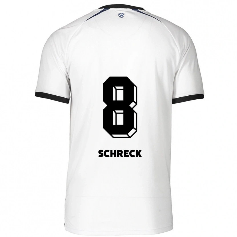 Danxen Bambino Maglia Sam Schreck #8 Bianco Nero Kit Gara Away 2025/26 Maglietta