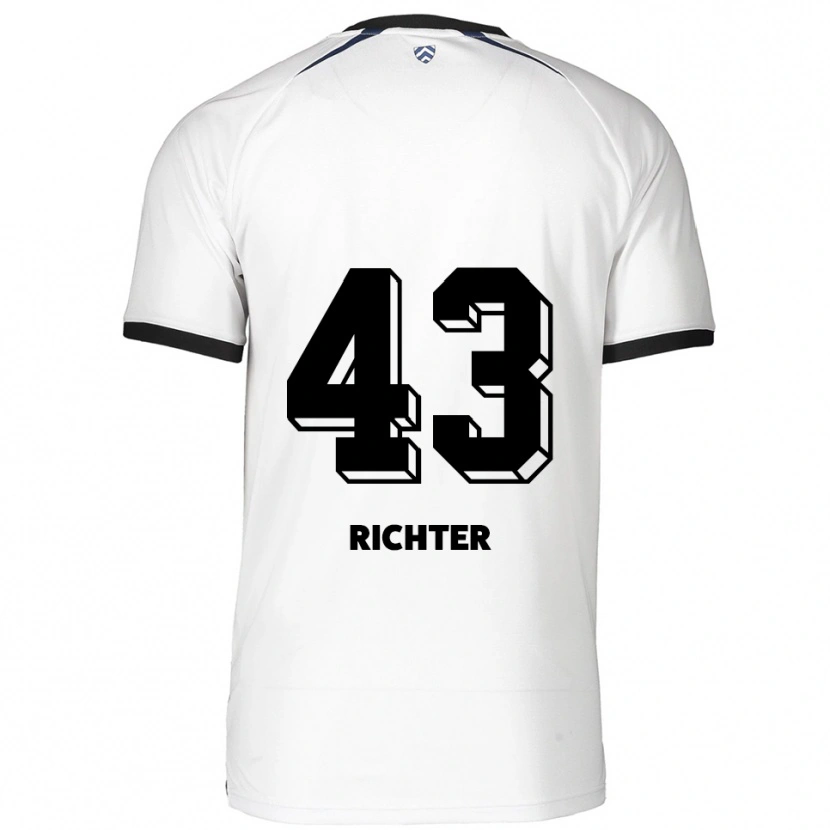 Danxen Bambino Maglia Daniel Richter #43 Bianco Nero Kit Gara Away 2025/26 Maglietta