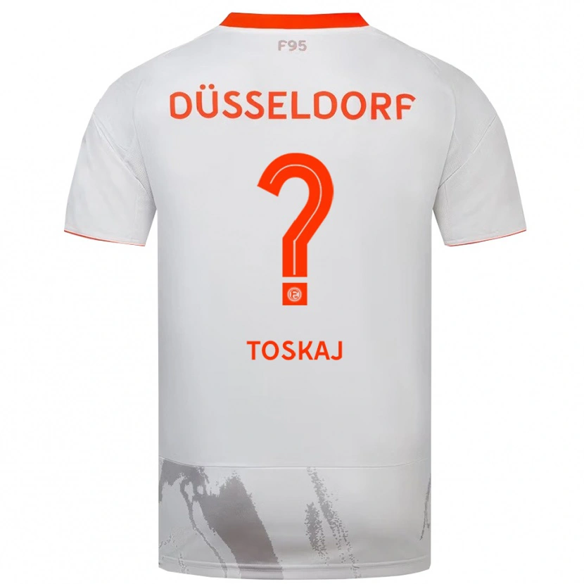 Danxen Bambino Maglia Majlinda Toskaj #0 Bianco Arancione Kit Gara Away 2025/26 Maglietta