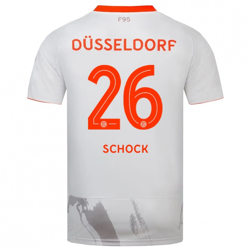 Danxen Bambino Maglia Florian Schock #26 Bianco Arancione Kit Gara Away 2025/26 Maglietta