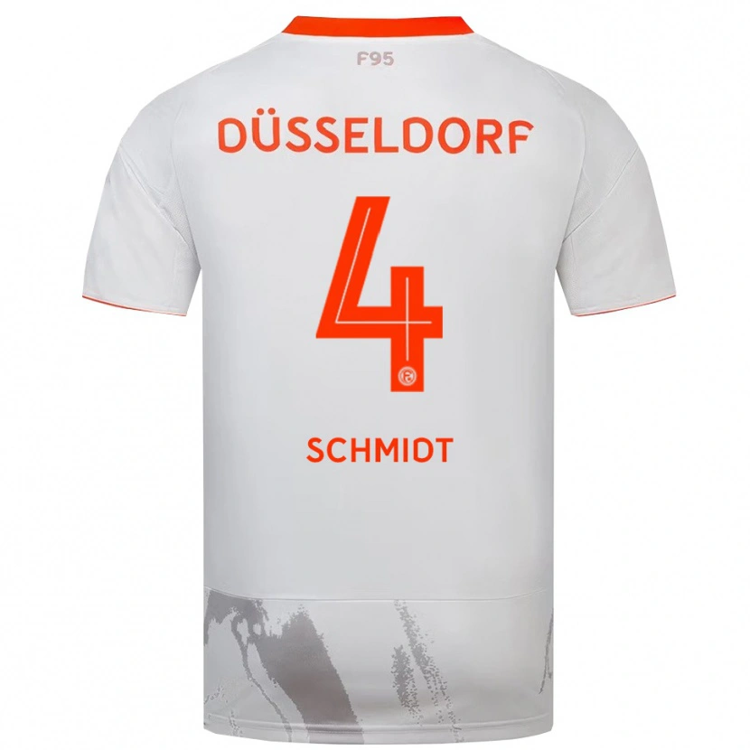 Danxen Bambino Maglia Kenneth Schmidt #4 Bianco Arancione Kit Gara Away 2025/26 Maglietta