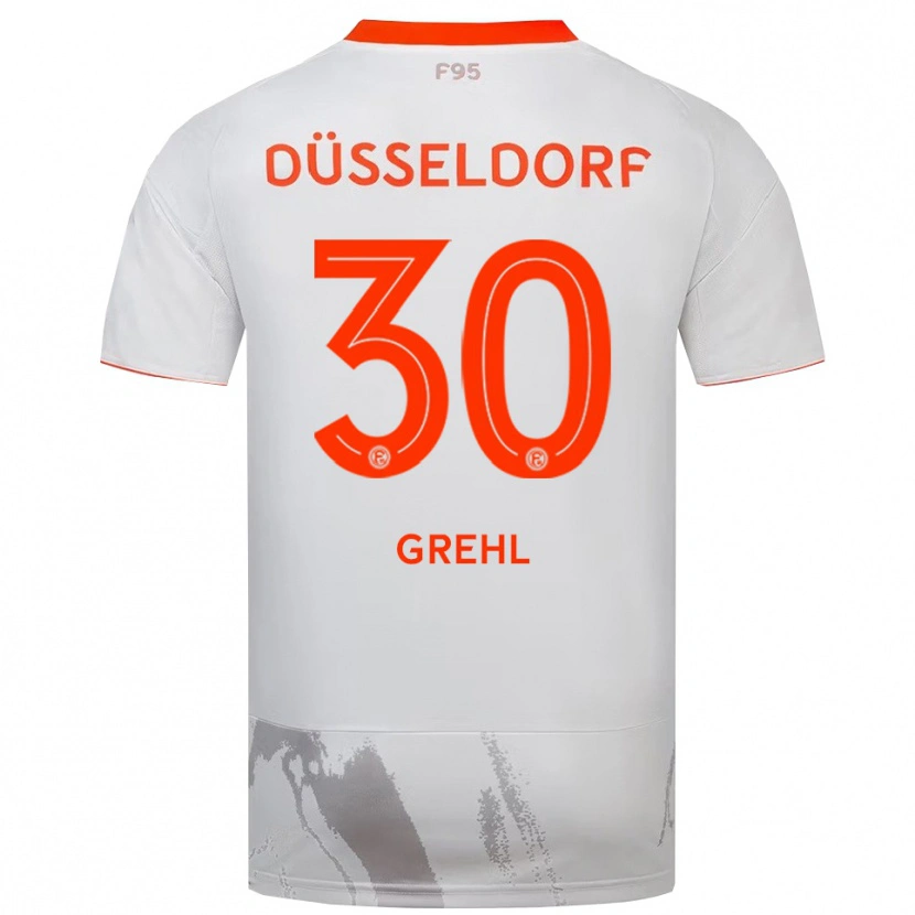 Danxen Bambino Maglia Dominic Grehl #30 Bianco Arancione Kit Gara Away 2025/26 Maglietta