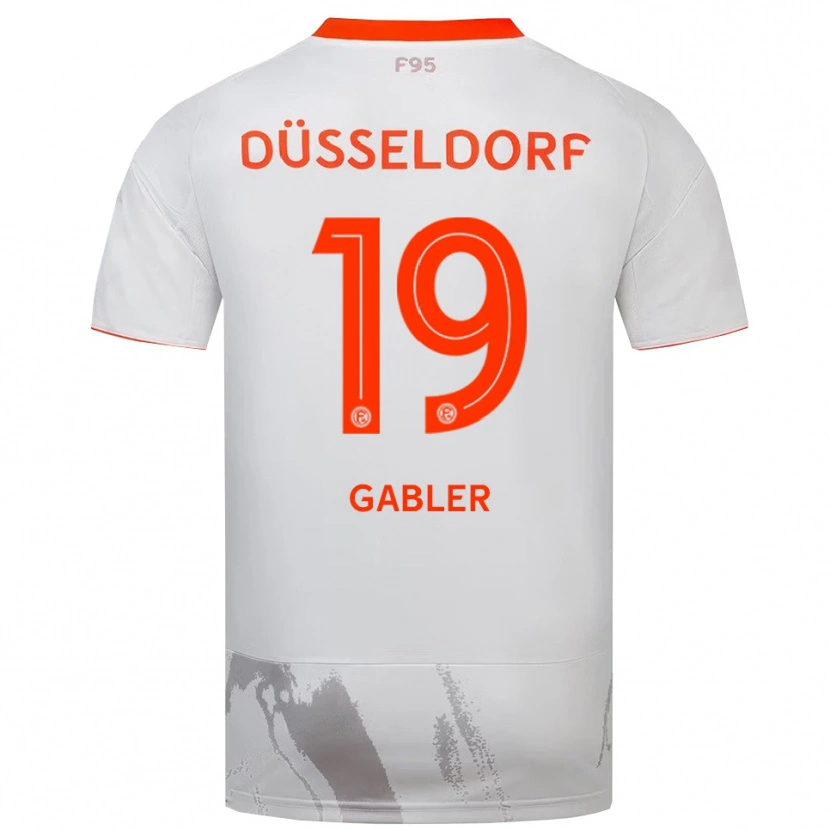 Danxen Bambino Maglia Giuliano Gabler #19 Bianco Arancione Kit Gara Away 2025/26 Maglietta