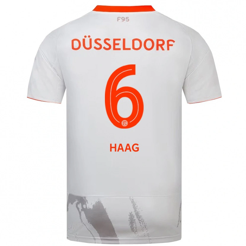 Danxen Bambino Maglia Giovanni Haag #6 Bianco Arancione Kit Gara Away 2025/26 Maglietta