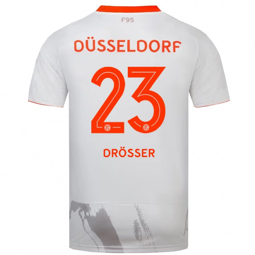 Danxen Bambino Maglia Luke Drösser #23 Bianco Arancione Kit Gara Away 2025/26 Maglietta