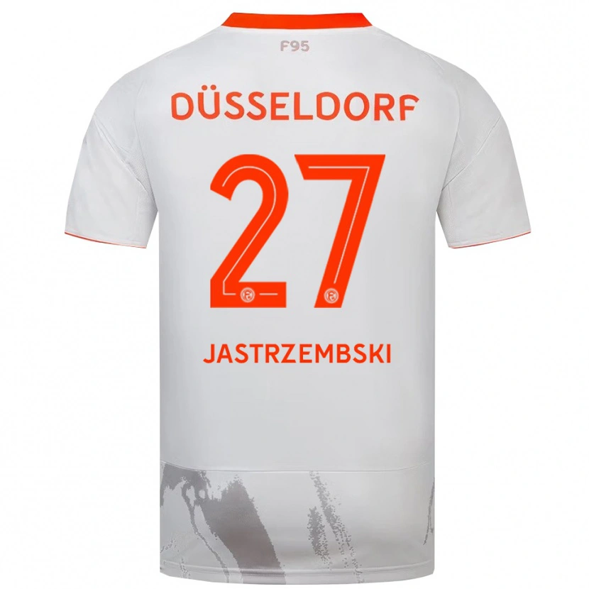 Danxen Bambino Maglia Dennis Jastrzembski #27 Bianco Arancione Kit Gara Away 2025/26 Maglietta