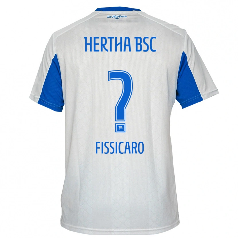 Danxen Bambino Maglia Lucas Fissicaro #0 Bianco Blu Kit Gara Away 2025/26 Maglietta