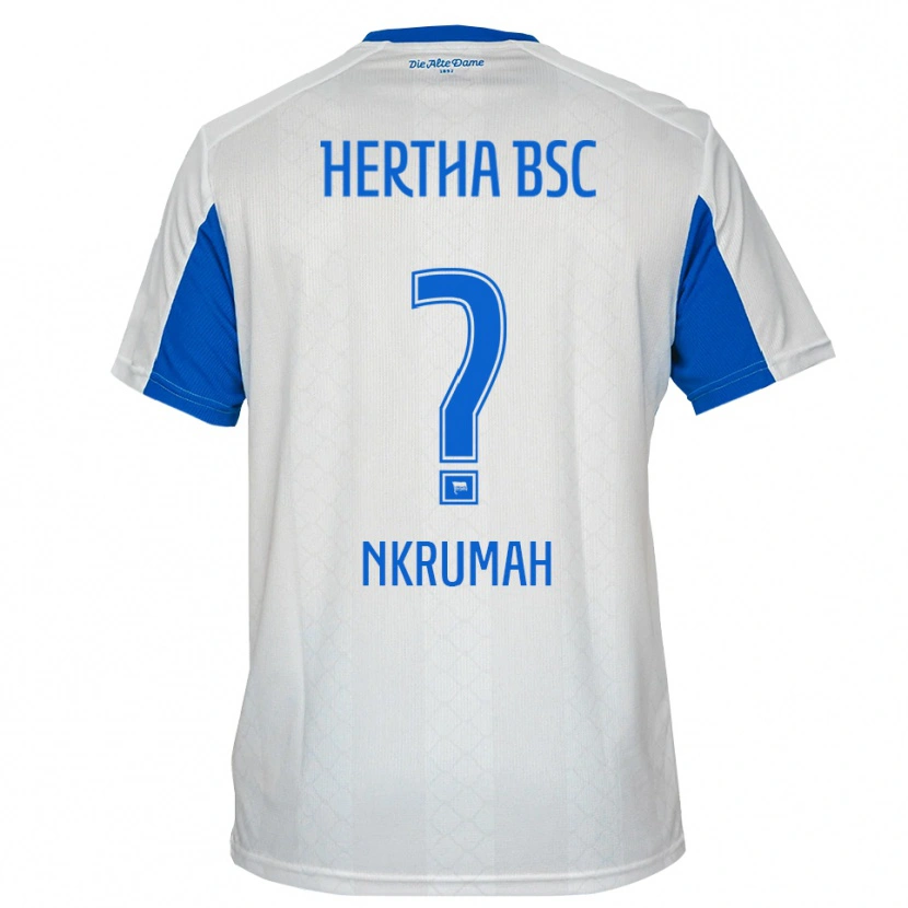 Danxen Bambino Maglia Jeff Nkrumah #0 Bianco Blu Kit Gara Away 2025/26 Maglietta