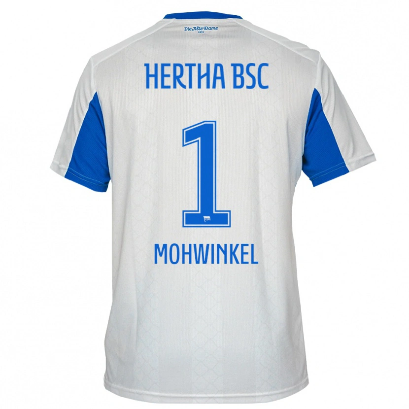 Danxen Bambino Maglia Maximilian Mohwinkel #1 Bianco Blu Kit Gara Away 2025/26 Maglietta