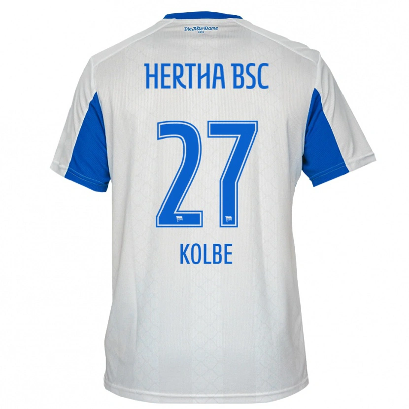 Danxen Bambino Maglia Niklas Kolbe #27 Bianco Blu Kit Gara Away 2025/26 Maglietta