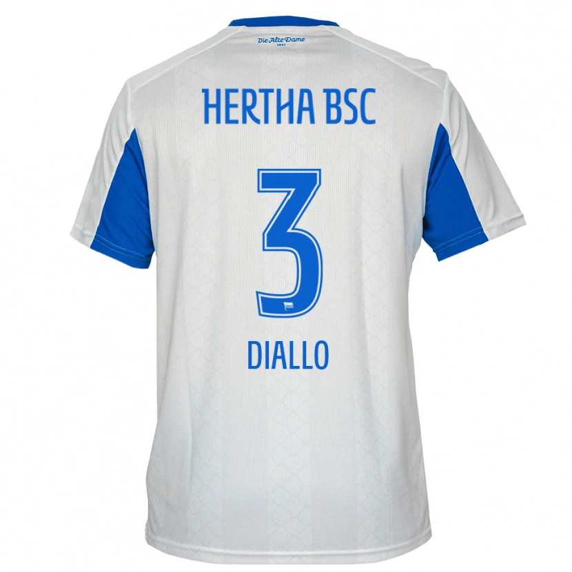 Danxen Bambino Maglia Jerome Diallo #3 Bianco Blu Kit Gara Away 2025/26 Maglietta