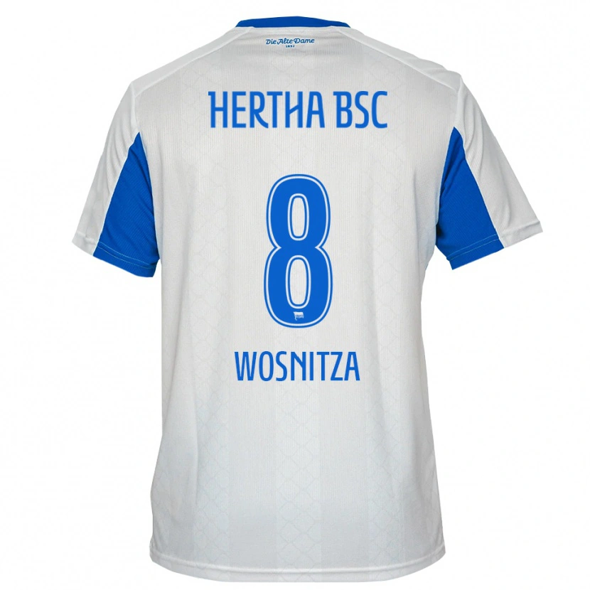 Danxen Bambino Maglia Noah Wosnitza #8 Bianco Blu Kit Gara Away 2025/26 Maglietta