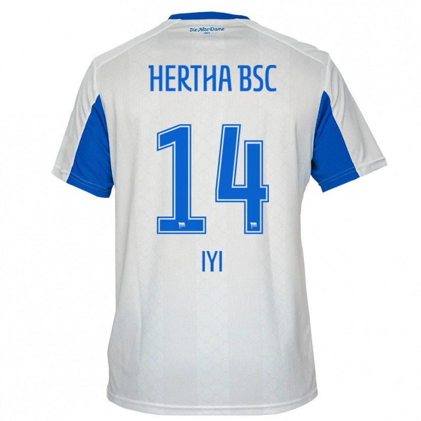 Danxen Bambino Maglia Aisosa Iyi #14 Bianco Blu Kit Gara Away 2025/26 Maglietta