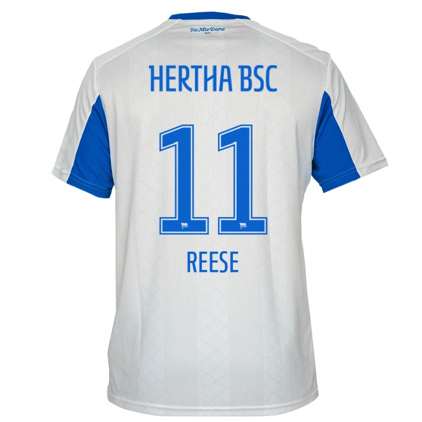 Danxen Bambino Maglia Fabian Reese #11 Bianco Blu Kit Gara Away 2025/26 Maglietta