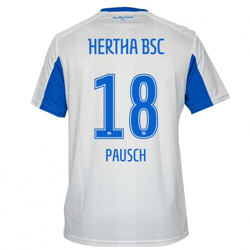 Danxen Bambino Maglia Luisa Pausch #18 Bianco Blu Kit Gara Away 2025/26 Maglietta