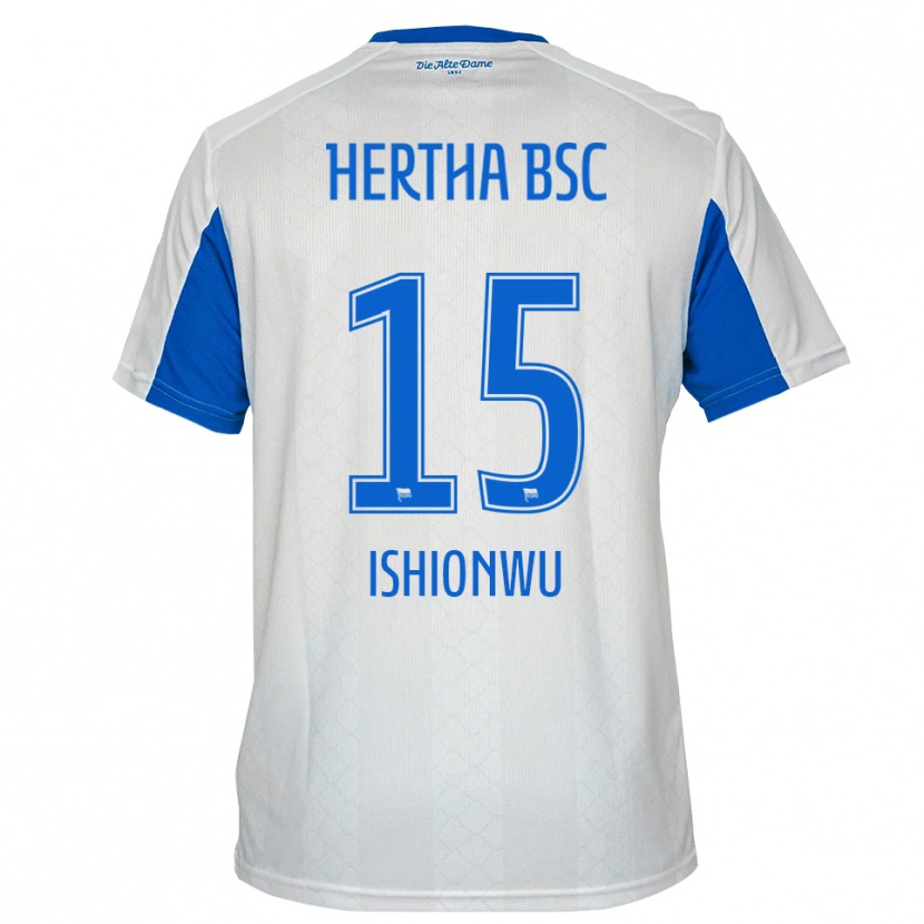 Danxen Bambino Maglia Chima Ishionwu #15 Bianco Blu Kit Gara Away 2025/26 Maglietta