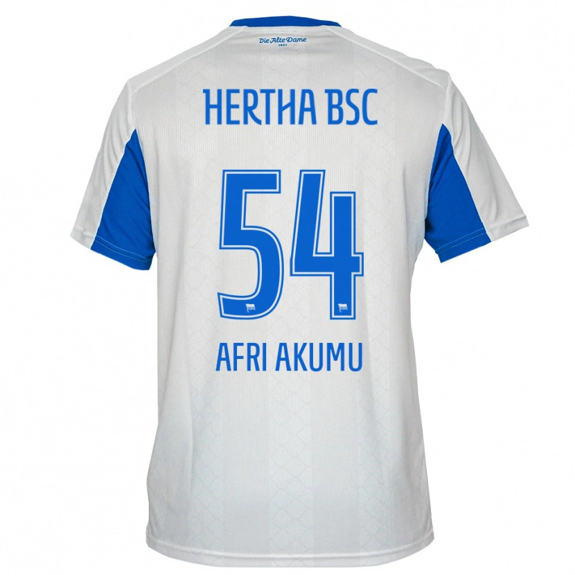 Danxen Bambino Maglia Maik Afri Akumu #54 Bianco Blu Kit Gara Away 2025/26 Maglietta