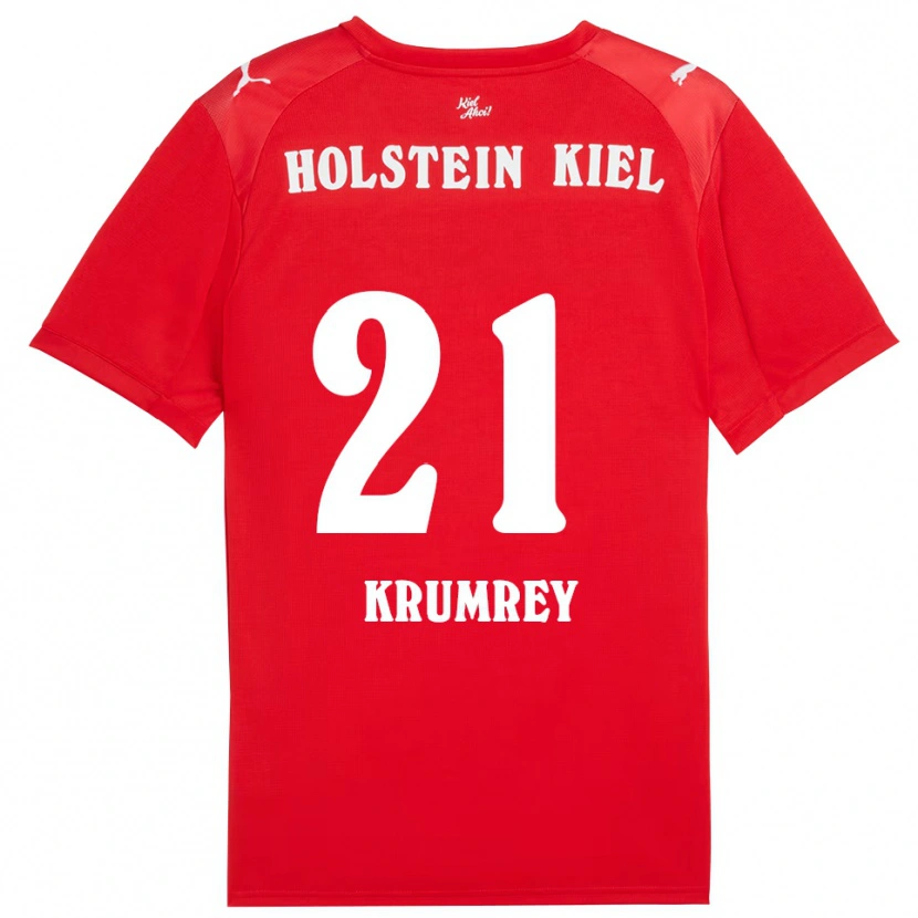 Danxen Bambino Maglia Jonas Krumrey #21 Rosso Blu Kit Gara Away 2025/26 Maglietta