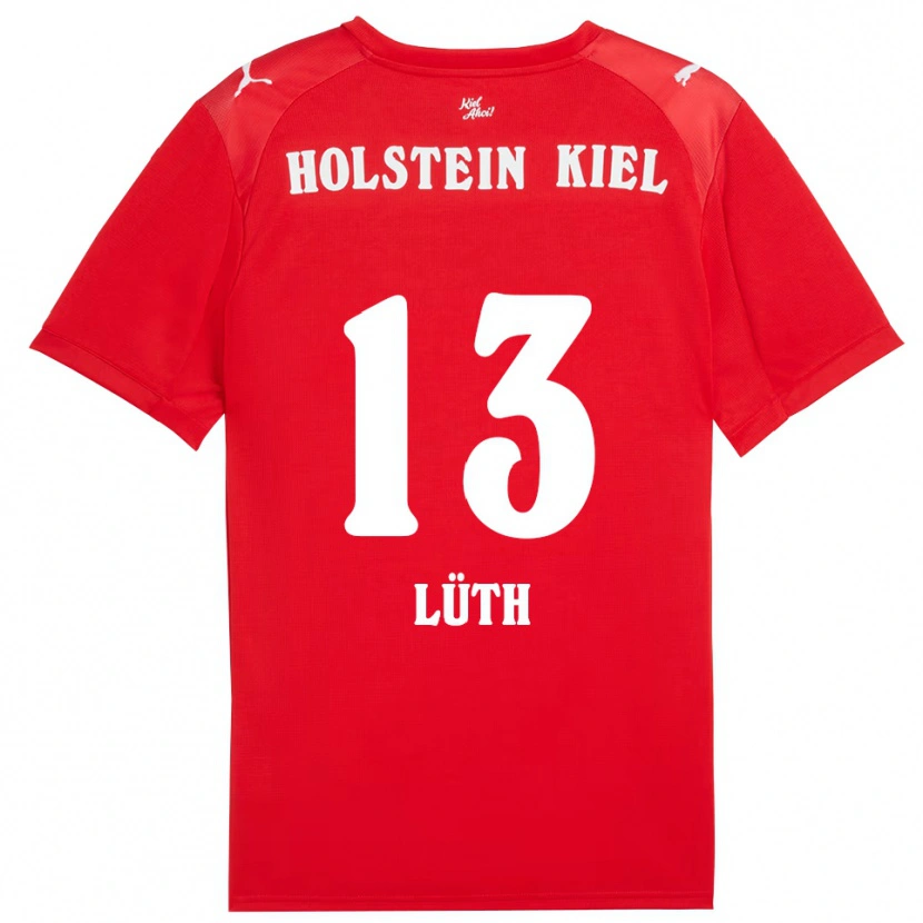 Danxen Bambino Maglia Felix Lüth #13 Rosso Blu Kit Gara Away 2025/26 Maglietta