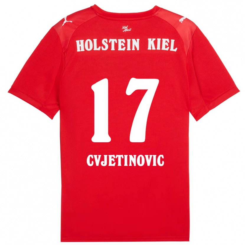 Danxen Bambino Maglia Mladen Cvjetinovic #17 Rosso Blu Kit Gara Away 2025/26 Maglietta