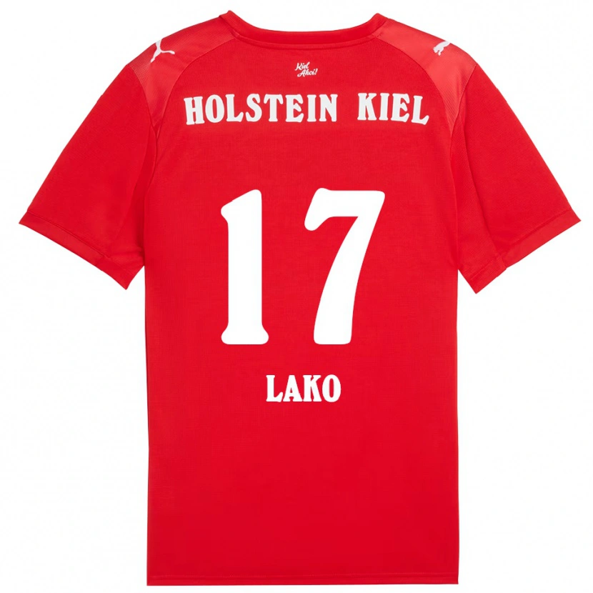Danxen Bambino Maglia Arjela Lako #17 Rosso Blu Kit Gara Away 2025/26 Maglietta