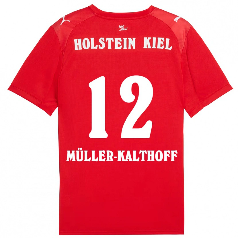 Danxen Bambino Maglia Henrie Müller-Kalthoff #12 Rosso Blu Kit Gara Away 2025/26 Maglietta