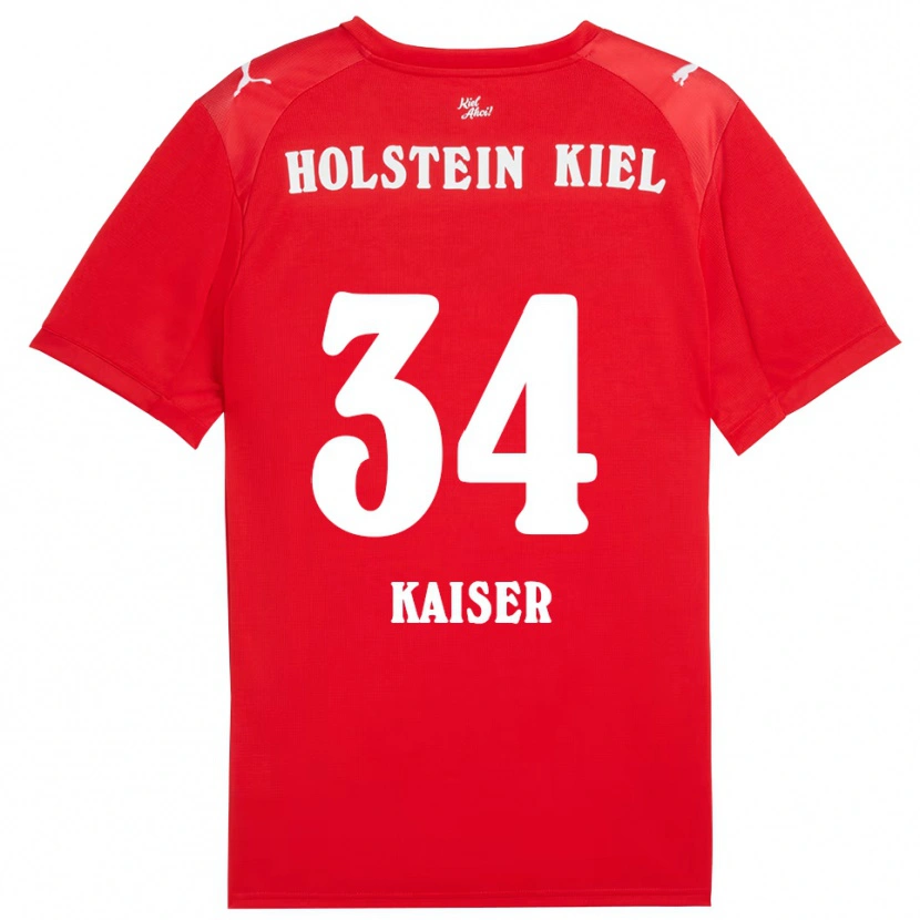 Danxen Bambino Maglia Konstantin Kaiser #34 Rosso Blu Kit Gara Away 2025/26 Maglietta