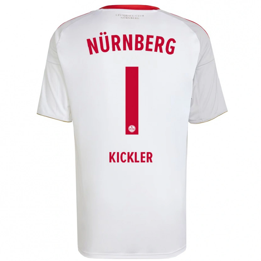 Danxen Bambino Maglia Leon Kickler #1 Bianco Rosso Kit Gara Away 2025/26 Maglietta